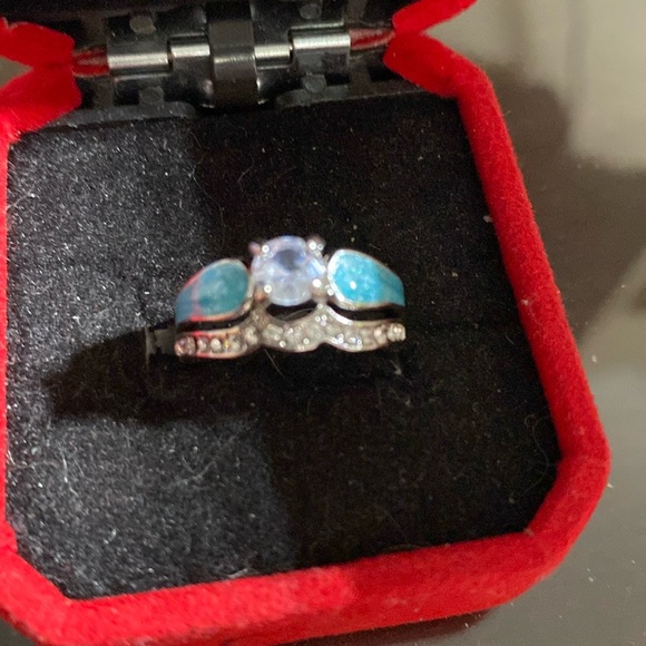 Jewelry - Cubic Zirconia Wedding Set with Turqouise size 5. Brand new.